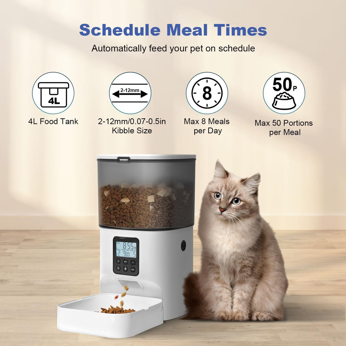 Automatic Pet Feeder with RFID for Cats and Dogs | Timed 4L Capacity