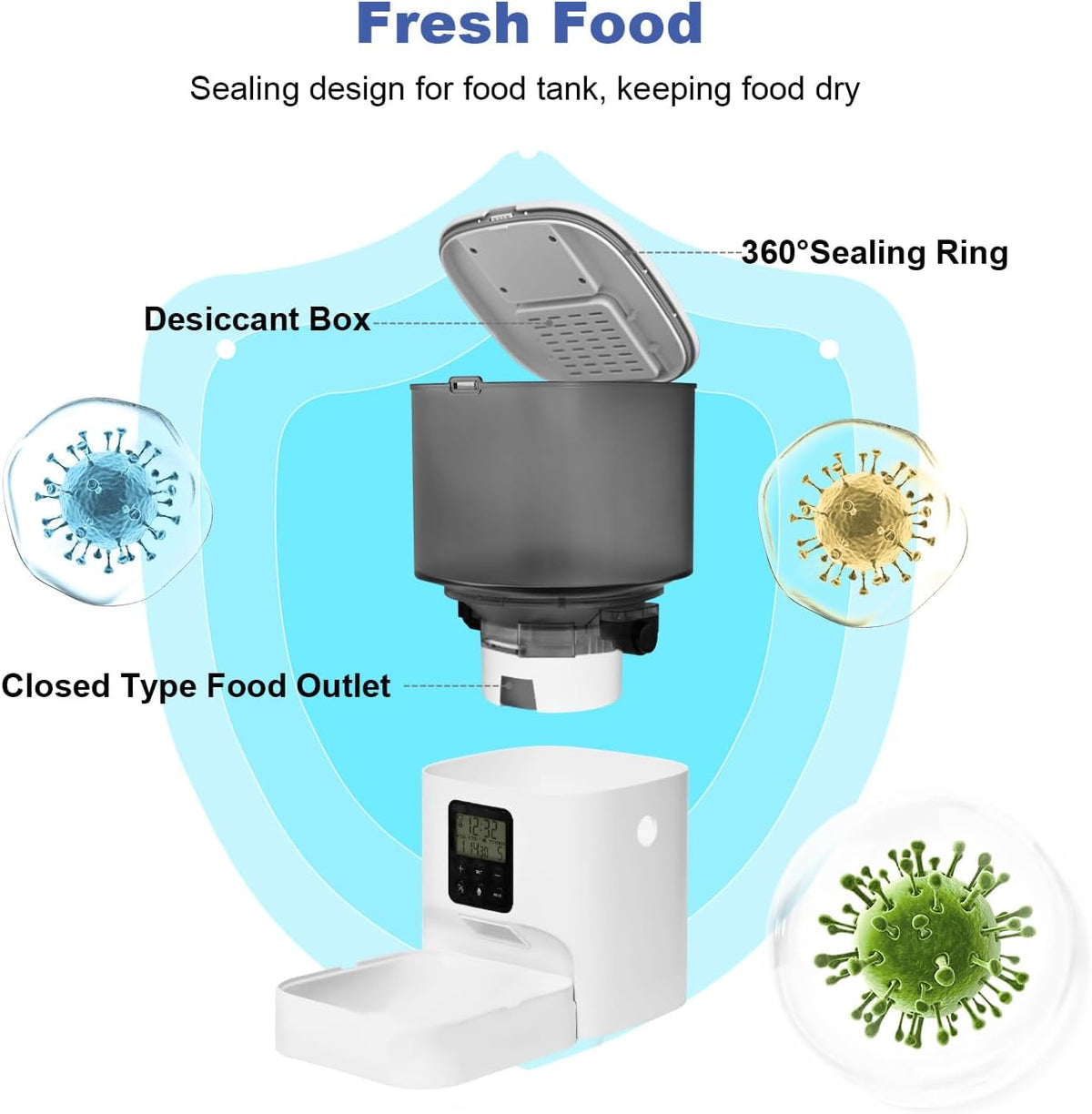 Automatic Pet Feeder with RFID for Cats and Dogs | Timed 4L Capacity