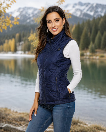 USB Heated Vest for Women - 9 Heating Zones, 3 Heat Levels, Black or Blue