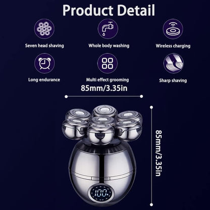 7D Floating Blade Electric Shaver for Men – Wireless Bald Head & Beard Trimmer, IPX6 Waterproof