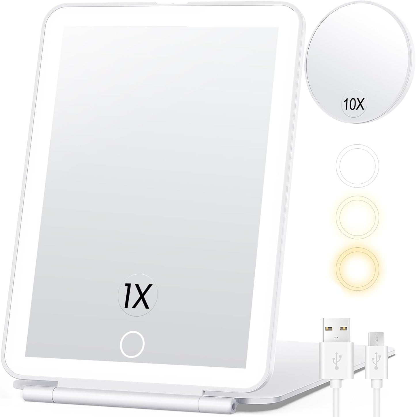 Compact Illumination Mirror with Dual Zoom and Adjustable Lighting