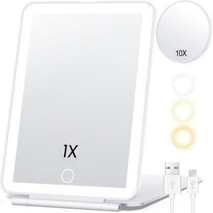 Compact Illumination Mirror with Dual Zoom and Adjustable Lighting