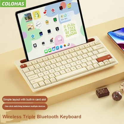 Slim Wireless Bluetooth Keyboard with Stand - 79 Keys for Tablet, Phone, Laptop