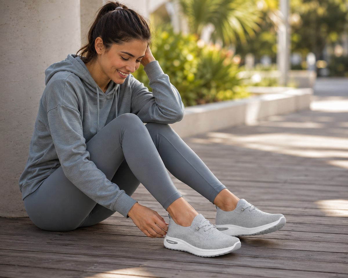 Comfortable Slip-On Sneakers for Women, Wide Toe Box Walking Shoes with Arch Support for All-Day Standing
