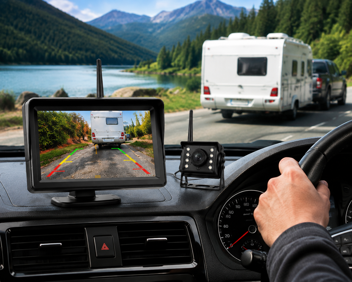 4.3 Inch Backup Monitor with Wireless Reverse Camera for Vehicles, 170° Lens, IP68