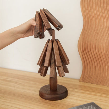 Elegant Walnut Heat-Resistant Dining Mats with Stackable Design
