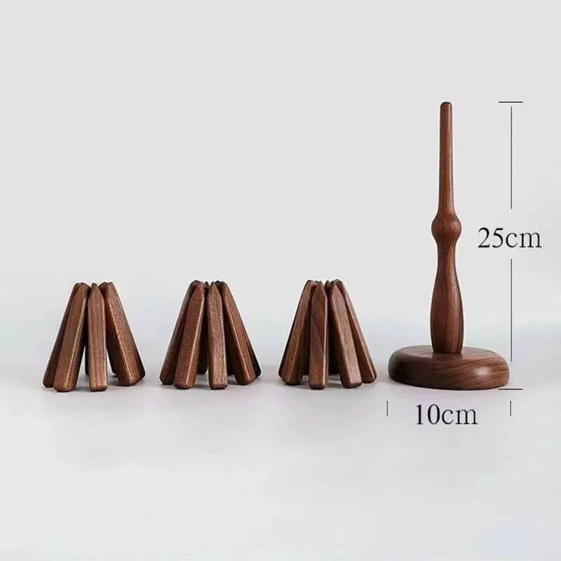 Elegant Walnut Heat-Resistant Dining Mats with Stackable Design