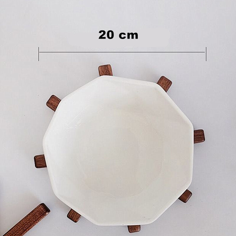 Elegant Walnut Heat-Resistant Dining Mats with Stackable Design