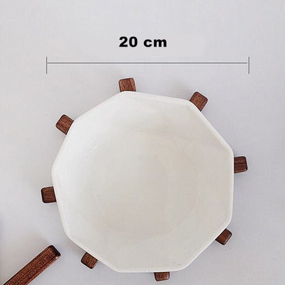Elegant Walnut Heat-Resistant Dining Mats with Stackable Design