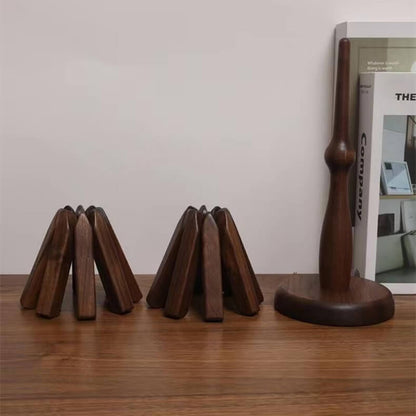 Elegant Walnut Heat-Resistant Dining Mats with Stackable Design