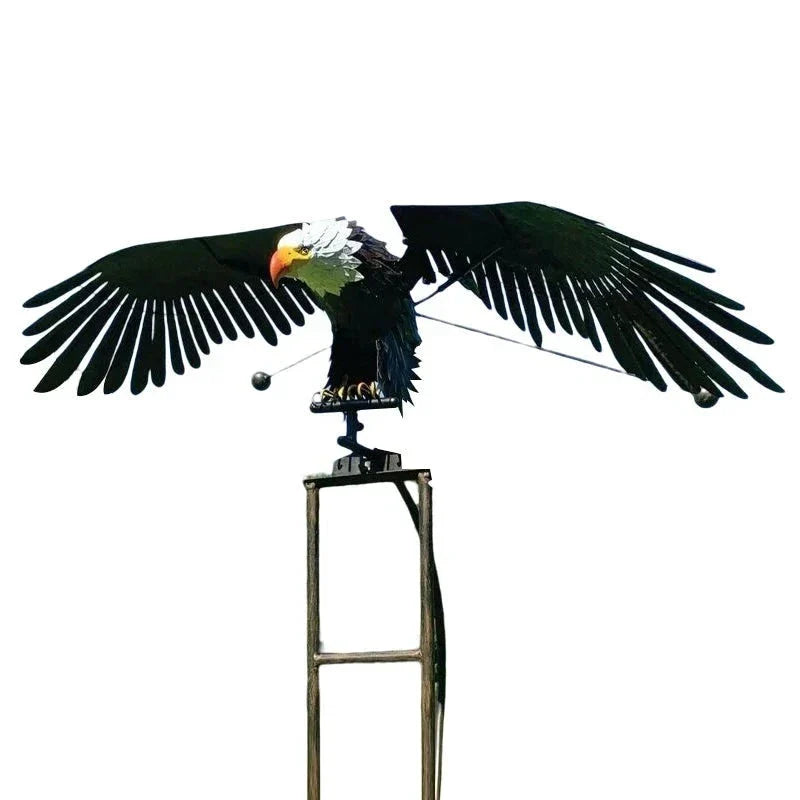 Bird Sculpture with Metal Design, Bearing-Driven Wings, and Weighted Stability