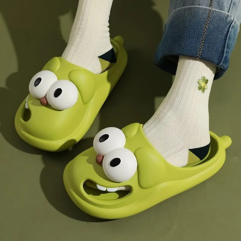 Open Toe EVA Slides for Women – Cute Dog Design Non-Slip Slippers