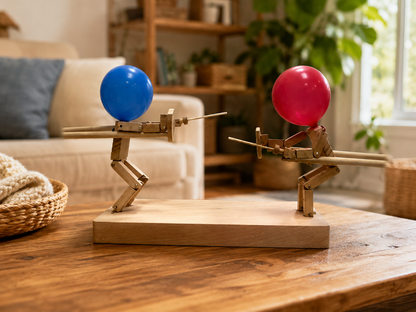 Handcrafted Wooden Duel Toy Set for 2 Players – Balloon Battle Game