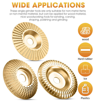 Versatile Wood Shaping Disc Set for Angle Grinders - 3 Profiles