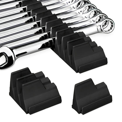 Modular Wrench Rack Organizer for 40 Tools, 6mm to 38mm, Black Plastic