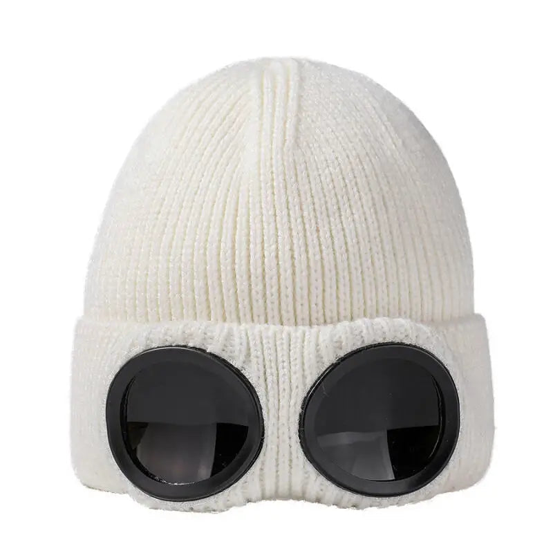 Waterproof Windproof Ski Cap Beanie with Built-in Goggles for All