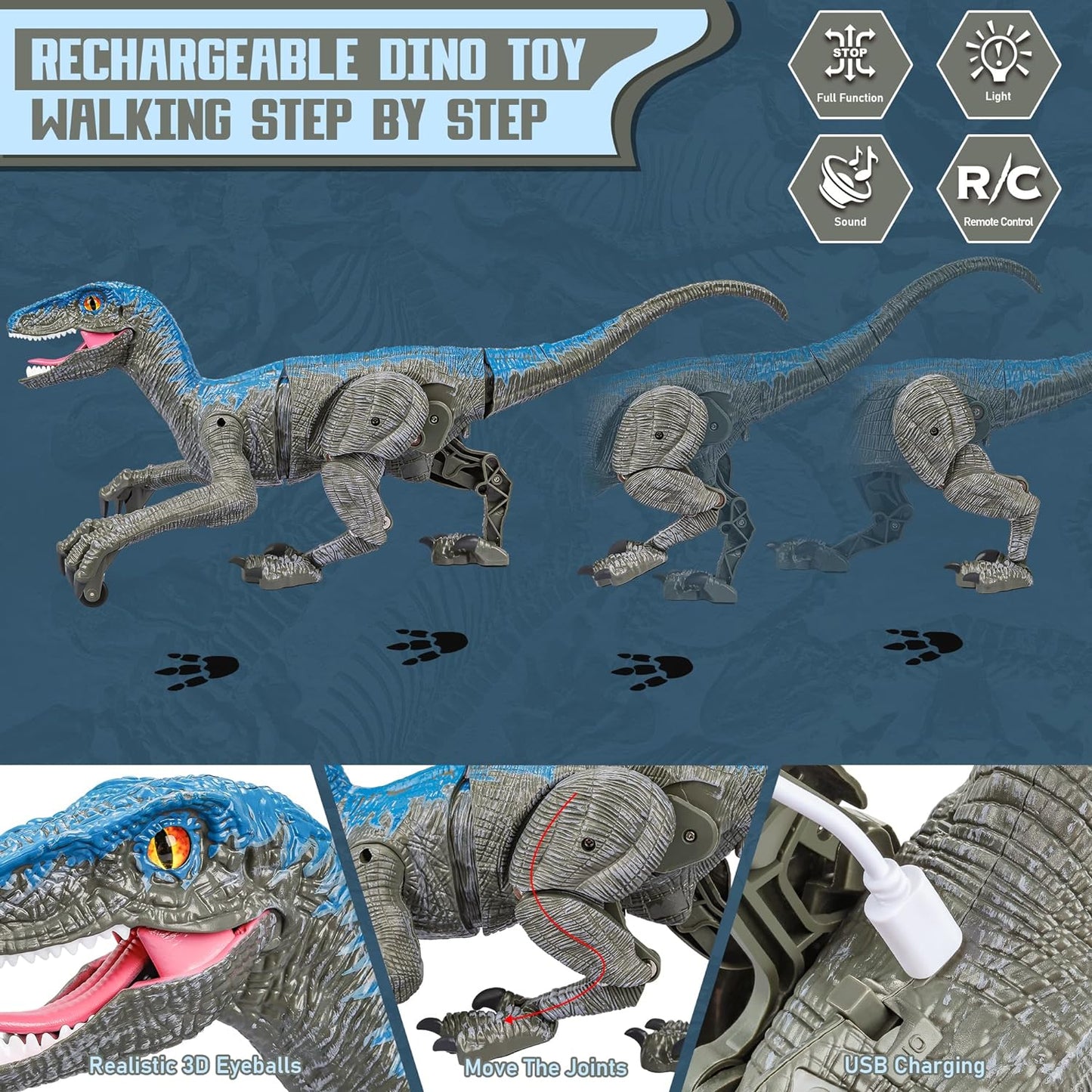 Remote-Controlled Dino Adventure Toy with Sounds & Lights