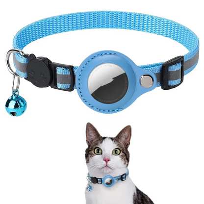 Adjustable Quick Release Nylon Collar for Dogs and Cats with AirTag Holder, Waterproof and Reflective