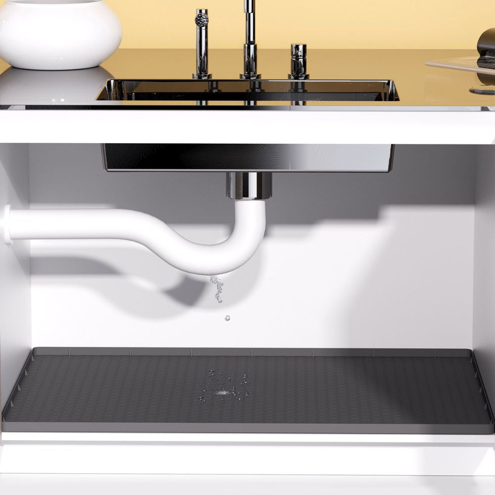 Trimmable Non-Slip Silicone Mat for Under Sink with Raised Edges