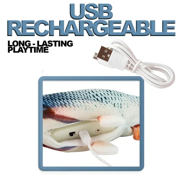 Interactive Motion Sensor Fish Toy for Cats and Dogs - USB Rechargeable Kicker for Indoor/Outdoor Fun