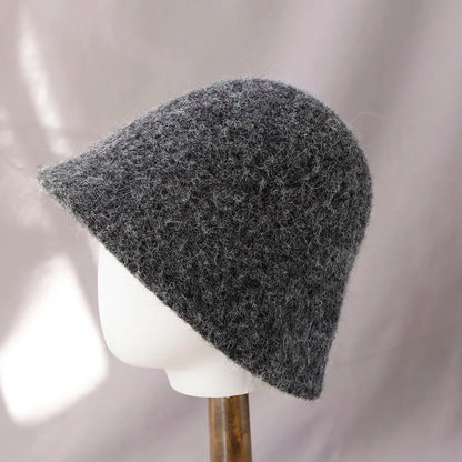 Foldable Vintage Fisherman Style Wool Bucket Hat for Women - Warm Cold Weather Accessory