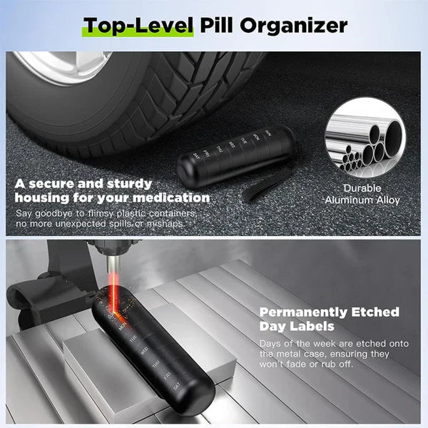 Waterproof Aluminum Pill Organizer with Silicone Seals for Weekly Use
