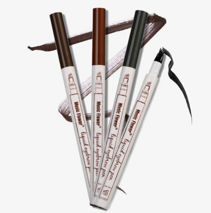 Smudge-Proof Brow Pencil for Natural Eyebrows – Waterproof Microblading Pen with 4 Fine Tips