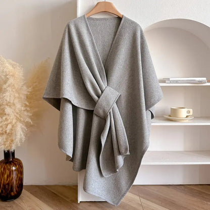Cozy Knit Shawl Poncho Jacket