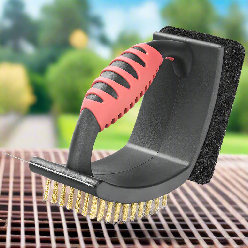 Ultimate Grill Cleaning Tool with Brass Bristles & Copper Blade