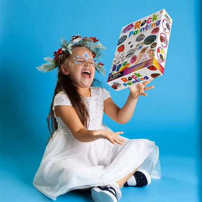Creative Rock Art Kit with Smooth Stones and Vibrant Paints for Ages 4-12