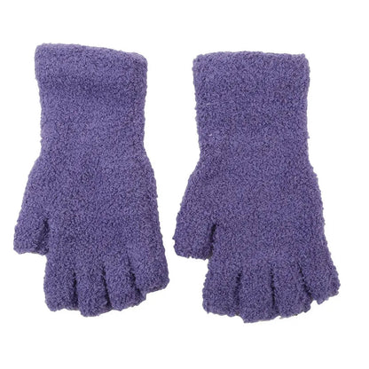 Adult Half-Finger Gloves with Coral Fleece Lining – Available in 6 Colors