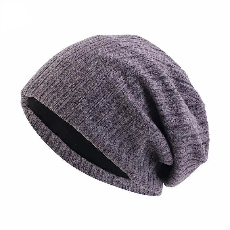 Unisex Double Layer Knit Beanie Hat with Wheat Design for Winter, One Size