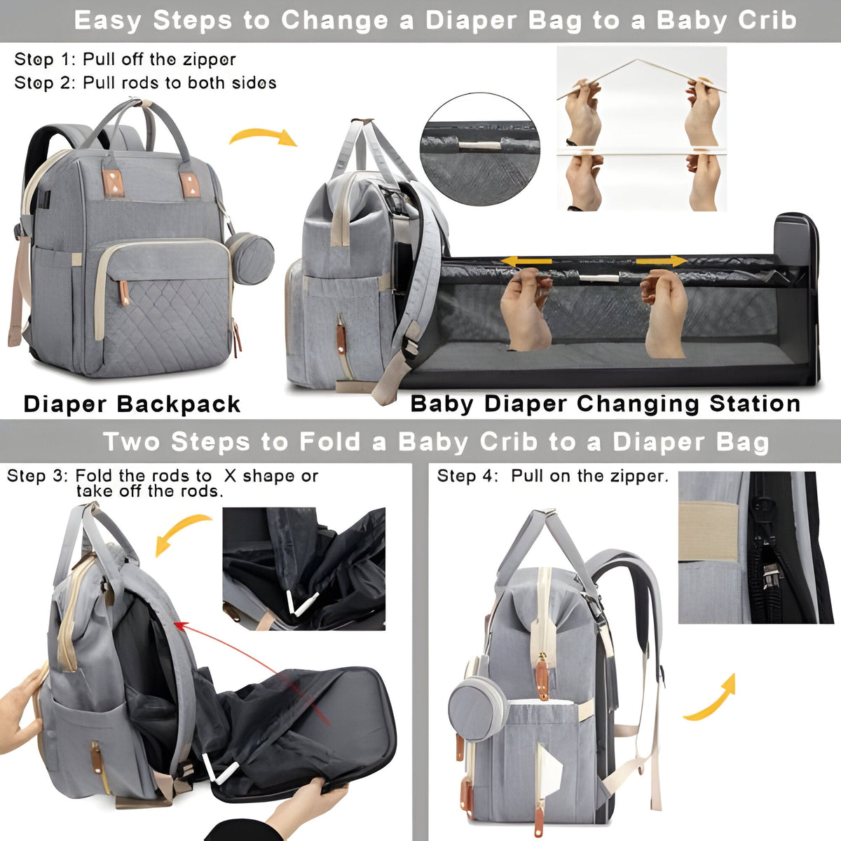 Versatile Baby Travel Bag with Foldable Crib and Bug Net