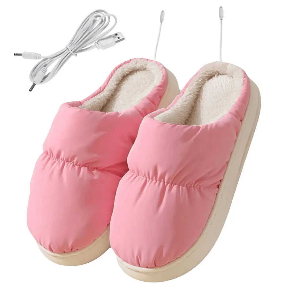 Electric Heated Slippers for Adults, Plush Lined Foot Warmers, One Size