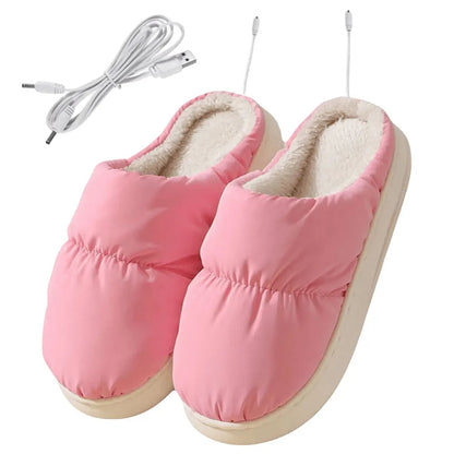 Electric Heated Slippers for Adults, Plush Lined Foot Warmers, One Size