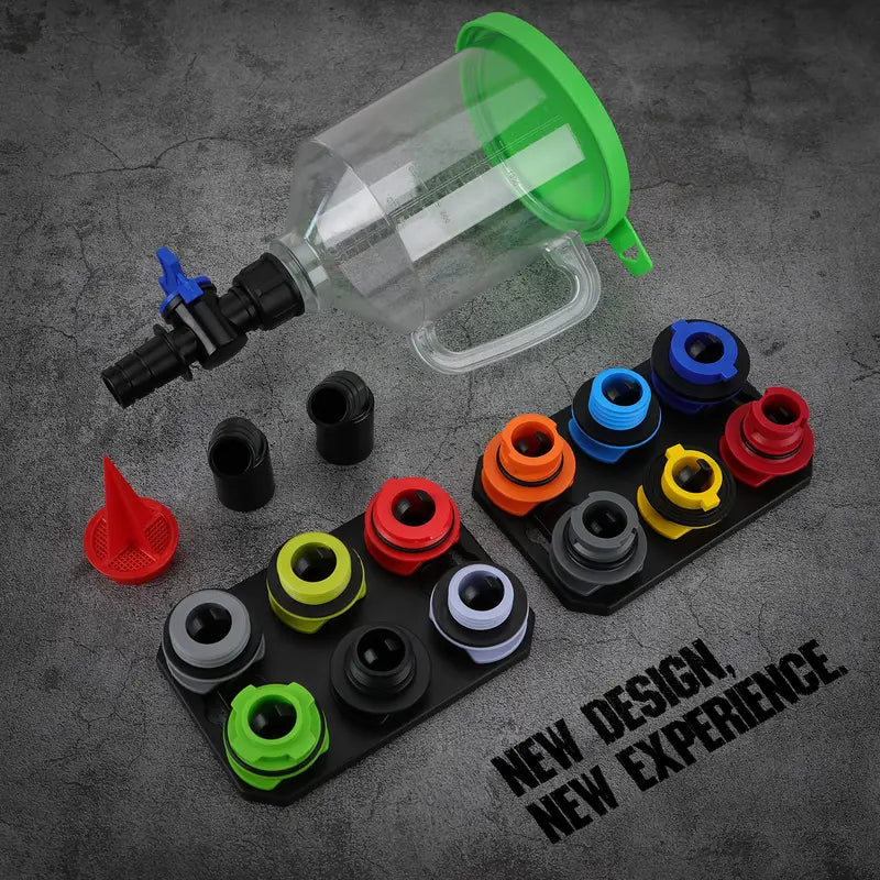 Precision Oil Funnel Adapter Kit with Rubber Seals & Magnetic Holders, 12-Piece
