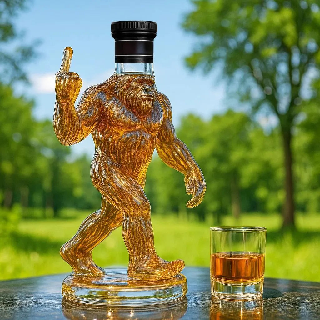 Artisan Glass Decanter with Whimsical Forest Creature Design, 25.3 oz Gift Set