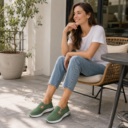 Breathable Mesh Sneakers for Women - Cushioned Walking Shoes for Wide Feet