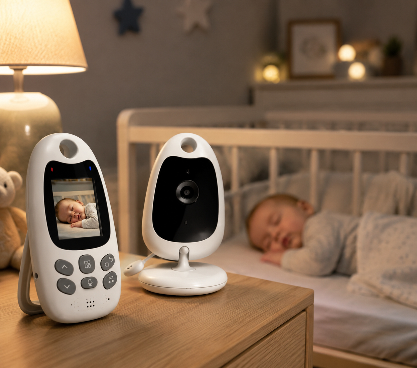 Audio and Video Baby Monitor with 3.5-Inch Color Display, Night Vision, Two-Way Communication, 300m Range