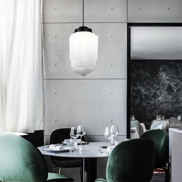 Geometric Pendant Light in Mid-Century Art Deco Style