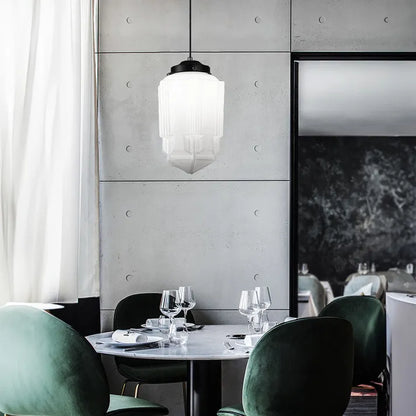 Geometric Pendant Light in Mid-Century Art Deco Style