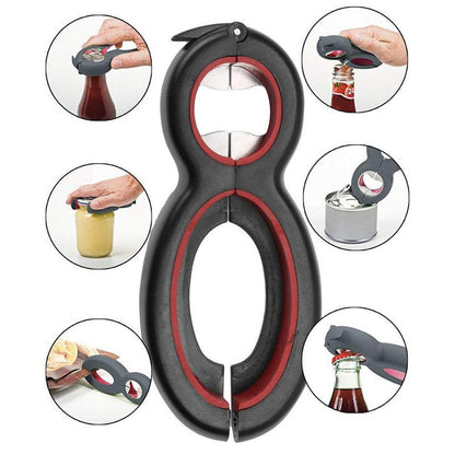 All-in-One Kitchen Opener with Comfortable Grip and Cutter