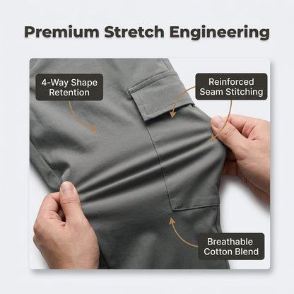 Flexible Fit Cargo Jeans with Six Functional Pockets