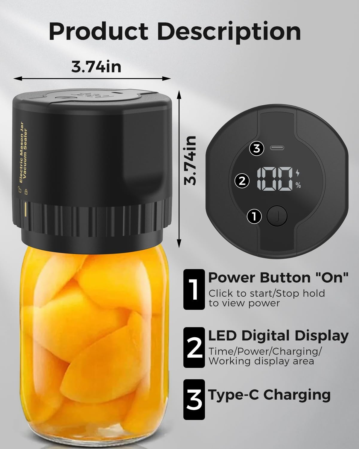 Smart Jar Preserver with Rechargeable Pump and 10 Lids