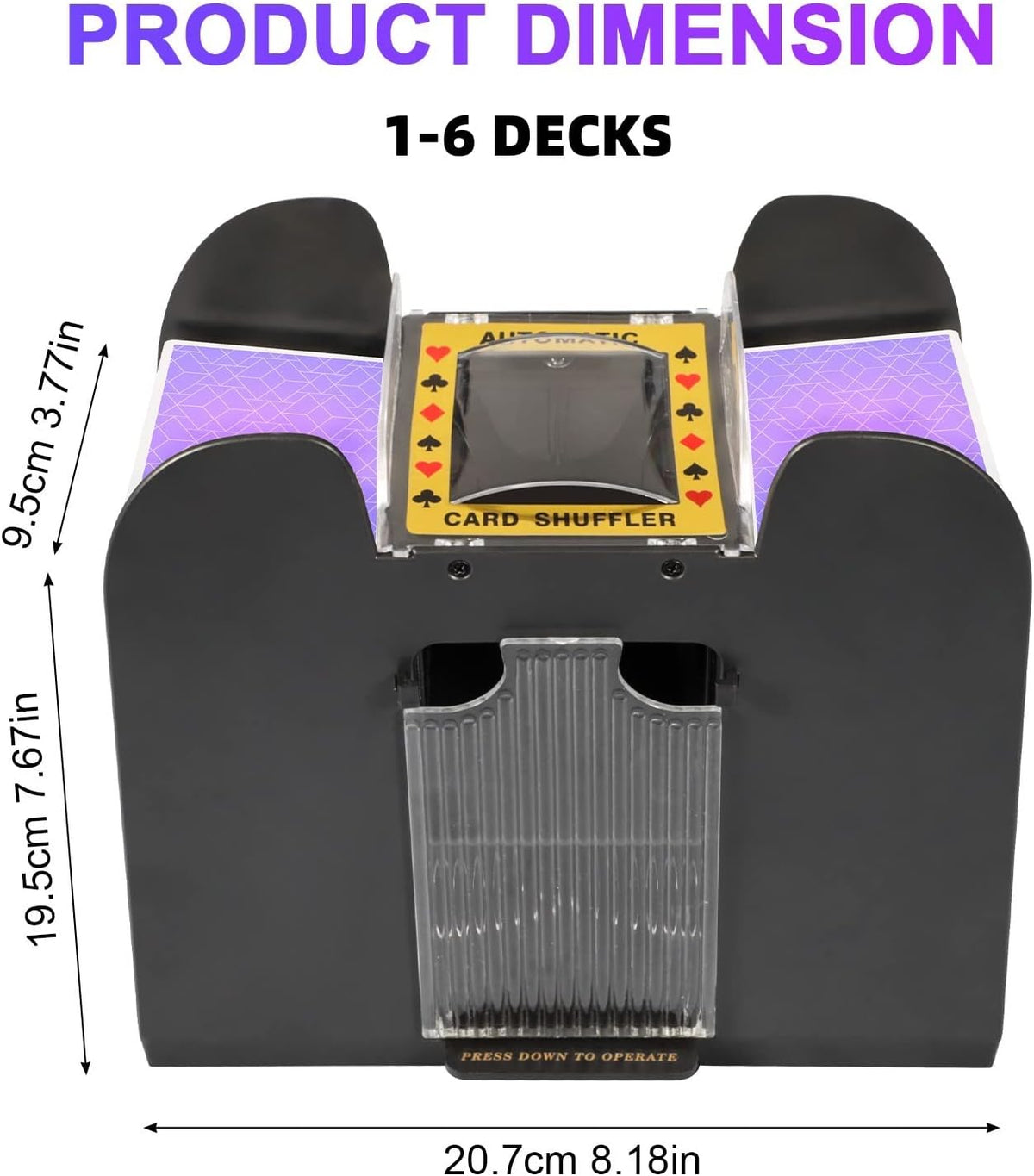 Battery-Powered Card Shuffler with Dual Decks and Single Button Use