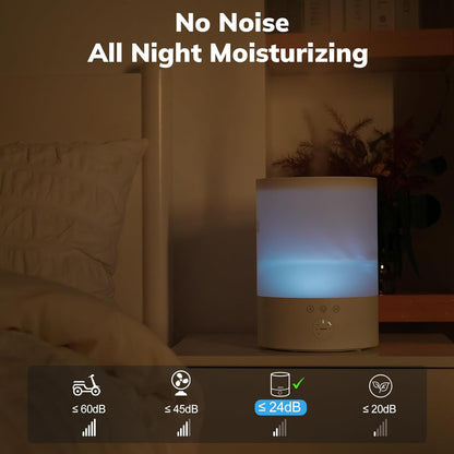 Cool Mist Humidifier with Extended Runtime and Ambient Lighting
