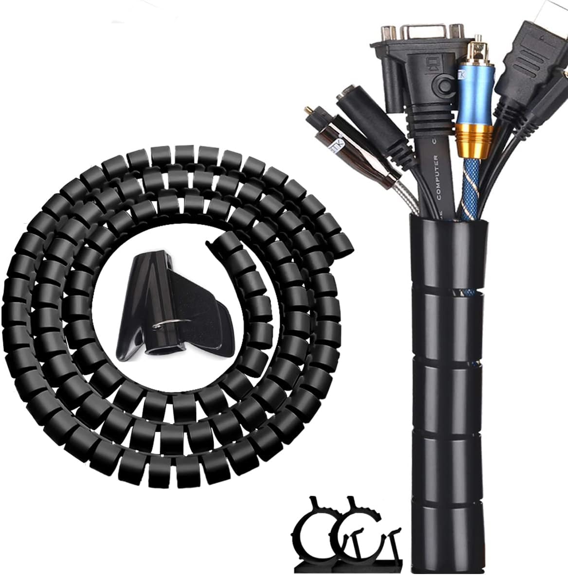 Flexible Cable Management Sleeve with Quick-Guide Tool, 2 Meters