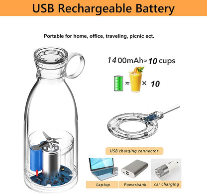 Rechargeable Smoothie Maker with Stainless Steel Blades, 350ml
