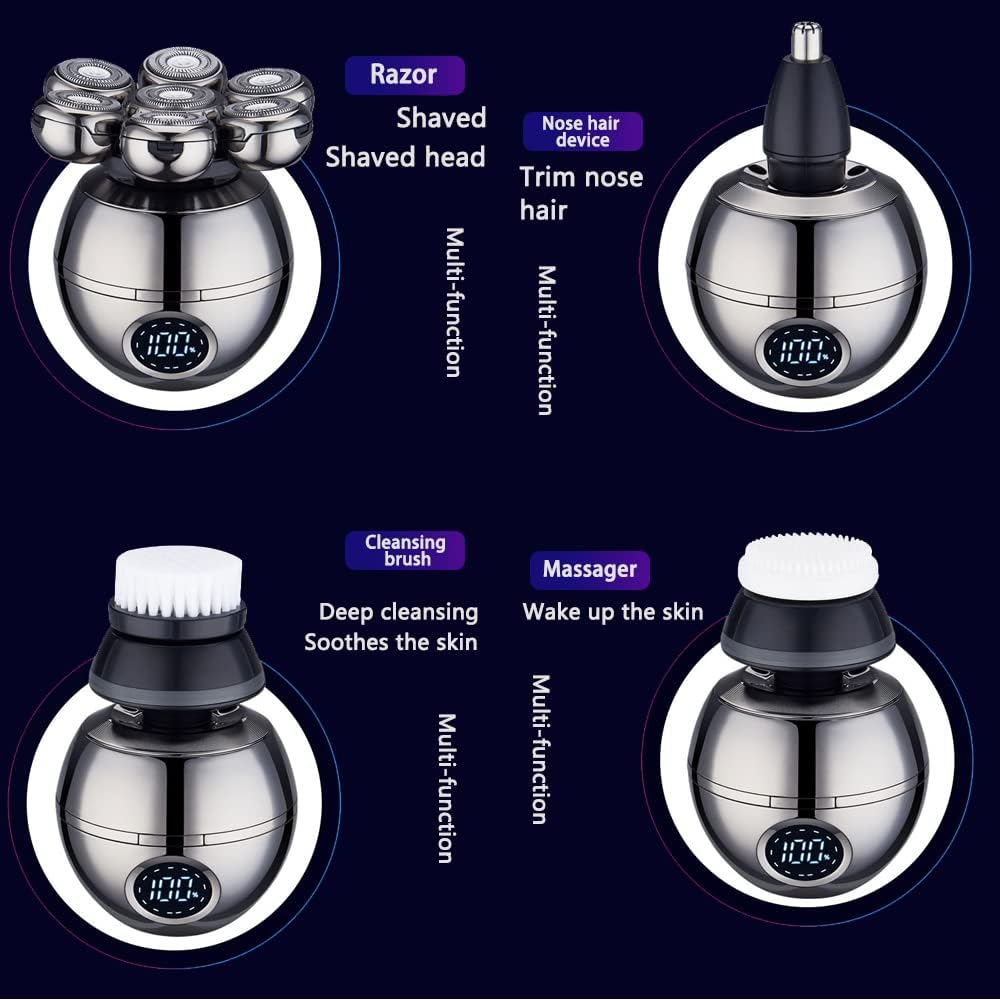 7D Floating Blade Electric Shaver for Men – Wireless Bald Head & Beard Trimmer, IPX6 Waterproof