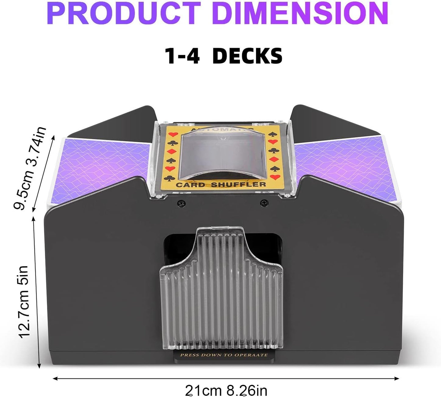Battery-Powered Card Shuffler with Dual Decks and Single Button Use